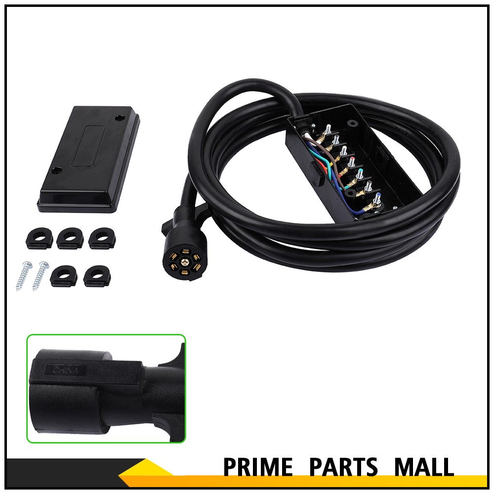 12 Foot 7 Way Plug Inline Pre-Wired Trailer Cord Junction Box Cable