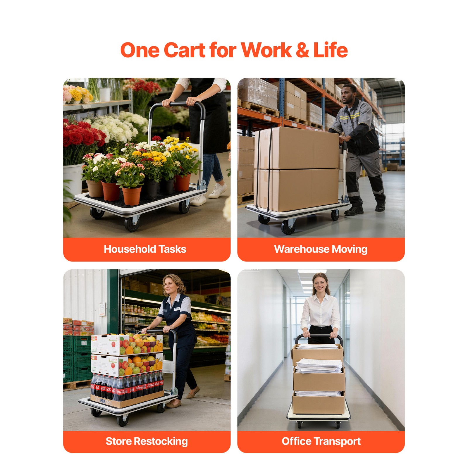 Uimoso Foldable Push Cart Dolly 660 lbs Capacity Folding Hand Truck with Wheels