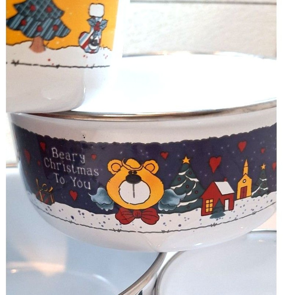 Christmas Enamel Decorative Containers NO LIDS