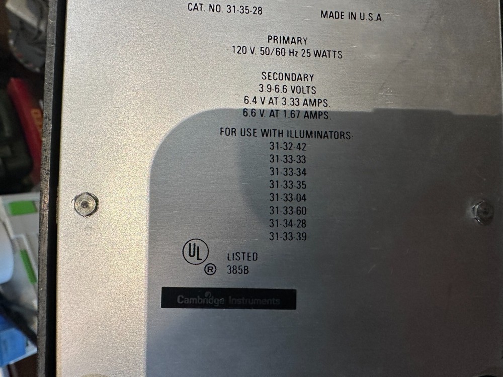 Cambridge Instruments 31-35-28 Transformer & Microscope Illuminator