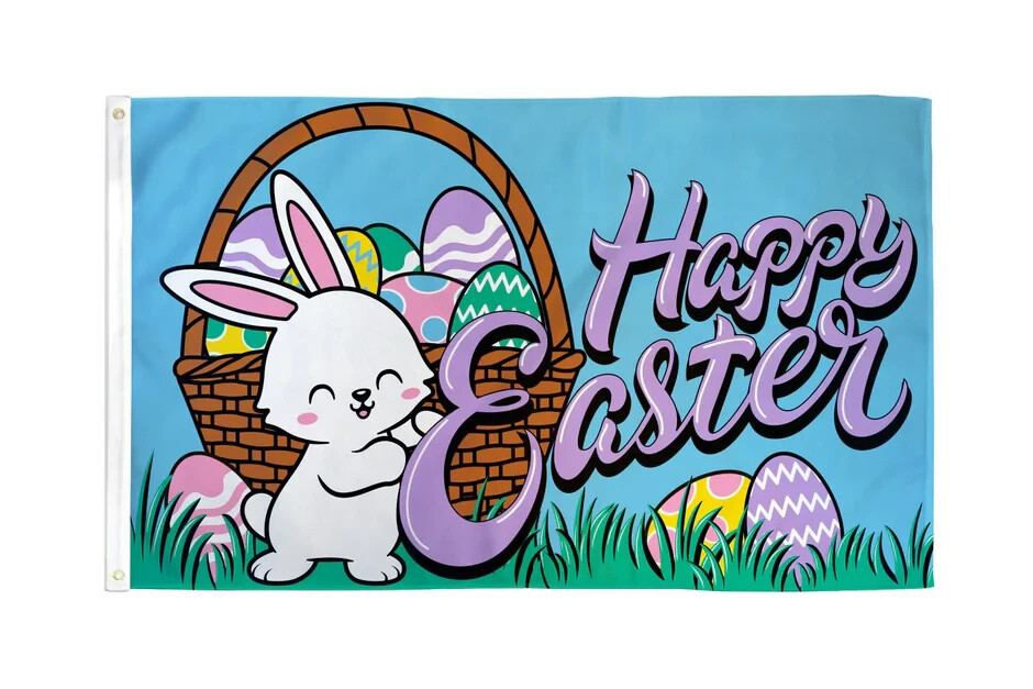 Happy Easter Bunny 3x5ft Poly Flag Easter Holiday Spring Home Flag