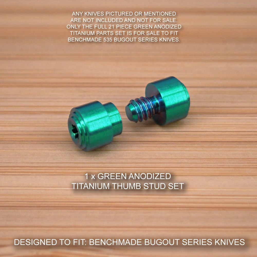 Benchmade 535 BUGOUT 21pc GREEN Titanium Screw Set, Pivot, Standoff, Pin, T Stud