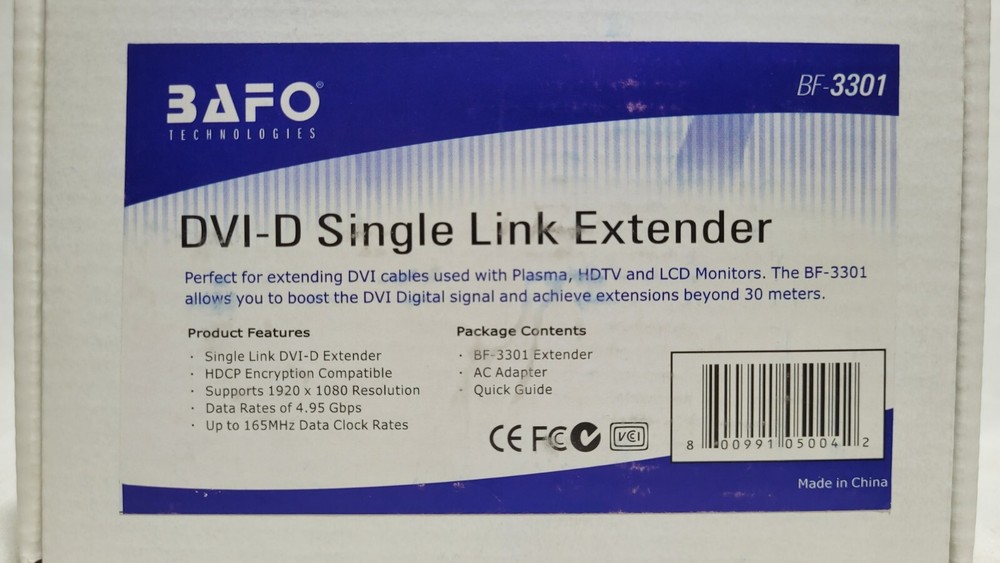 BAFO BF-3301 DVI-D SINGLE LINK EXTENDER.