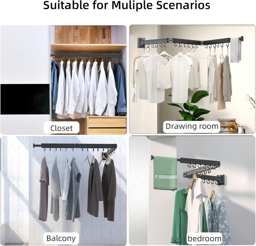 Foldable Clothes Drying Rack 2 Fold Laundry Drying Rack Wall Mount Laundry Home
