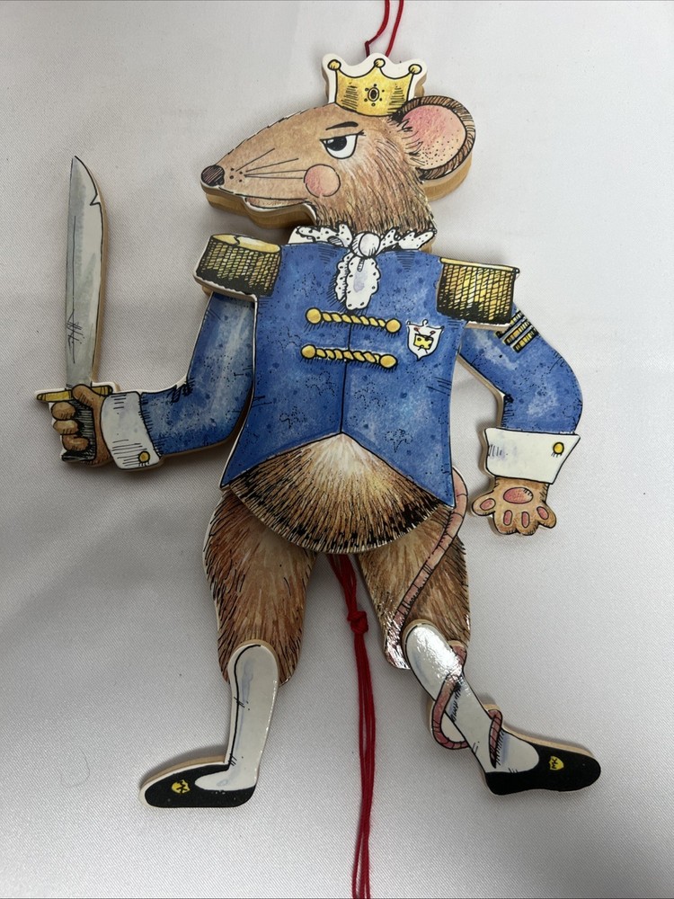 The Mouse King Nutcracker Vintage 9" Wood Pull String Puppet Midwest Cannon Fall