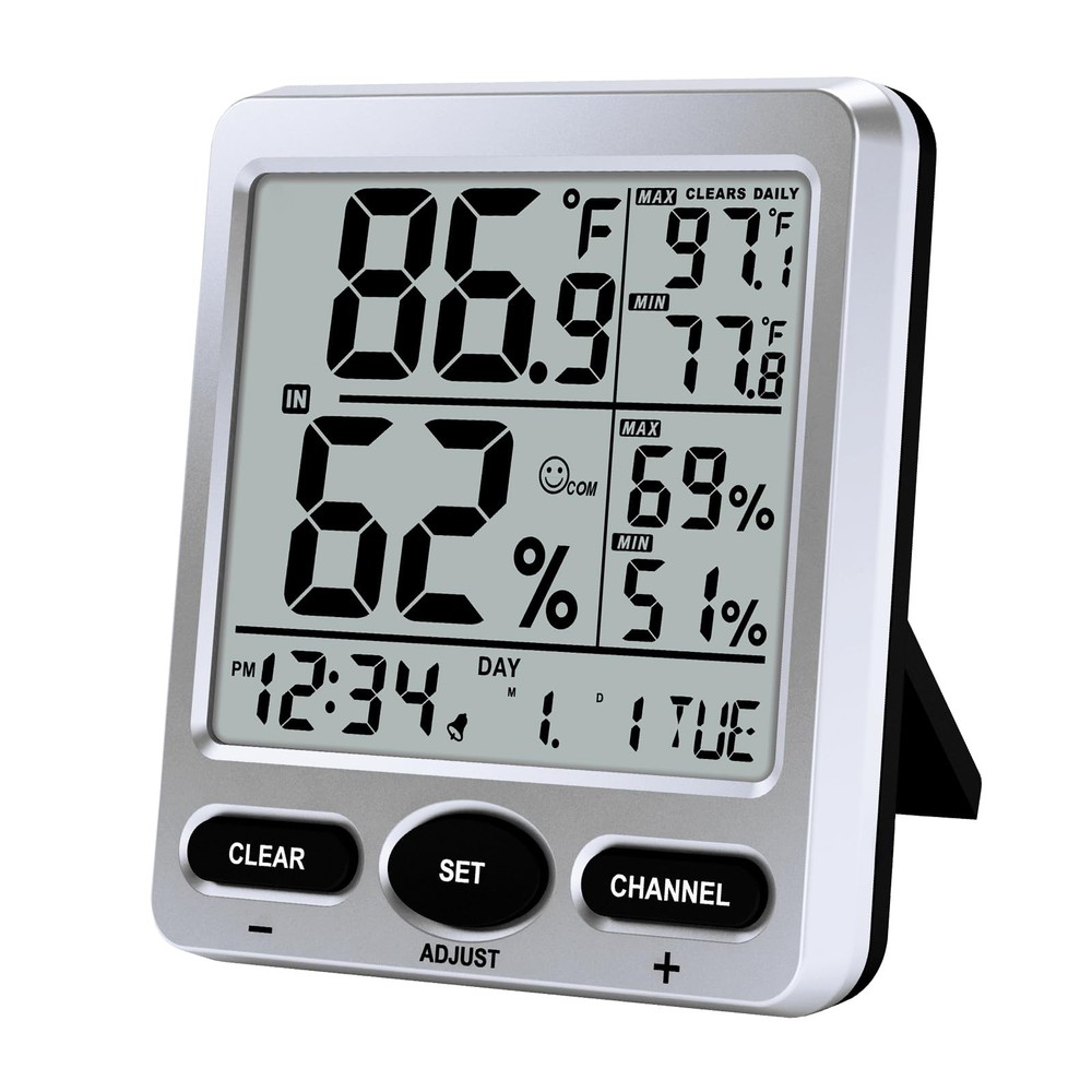 Hygrometer Thermometer Room Temperature Humidity Meter with Large Display, Mi...