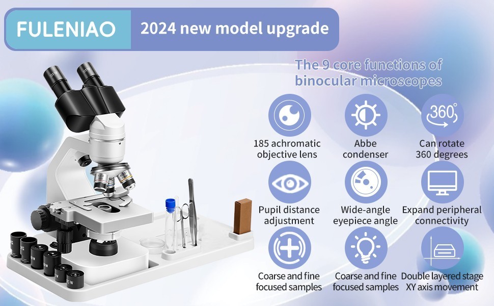 2000X zoom binocular optical microscope with electronic eyepiece, laboratory bin