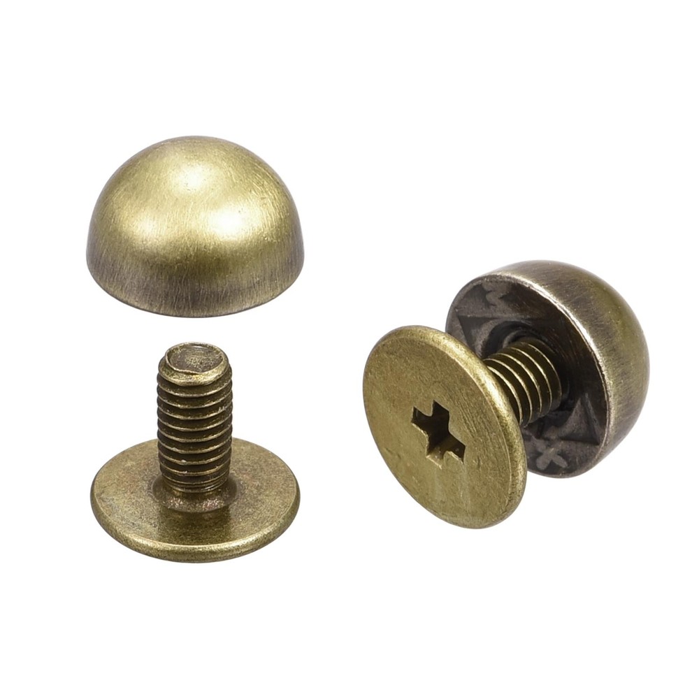 8x5mm Screw Back Rivets Solid Round Head Leather Studs Bronze Tone 20 Sets