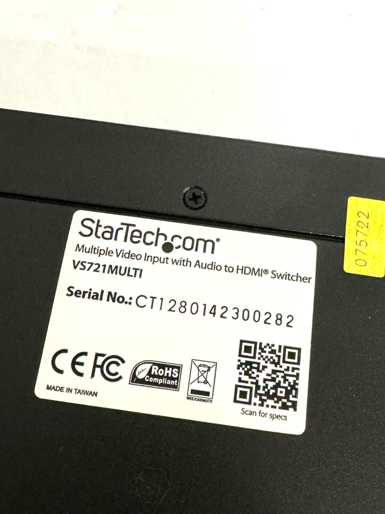 StarTech VS721MULTI Multiple Video Input with Audio to HDMI Switcher NO Adapter