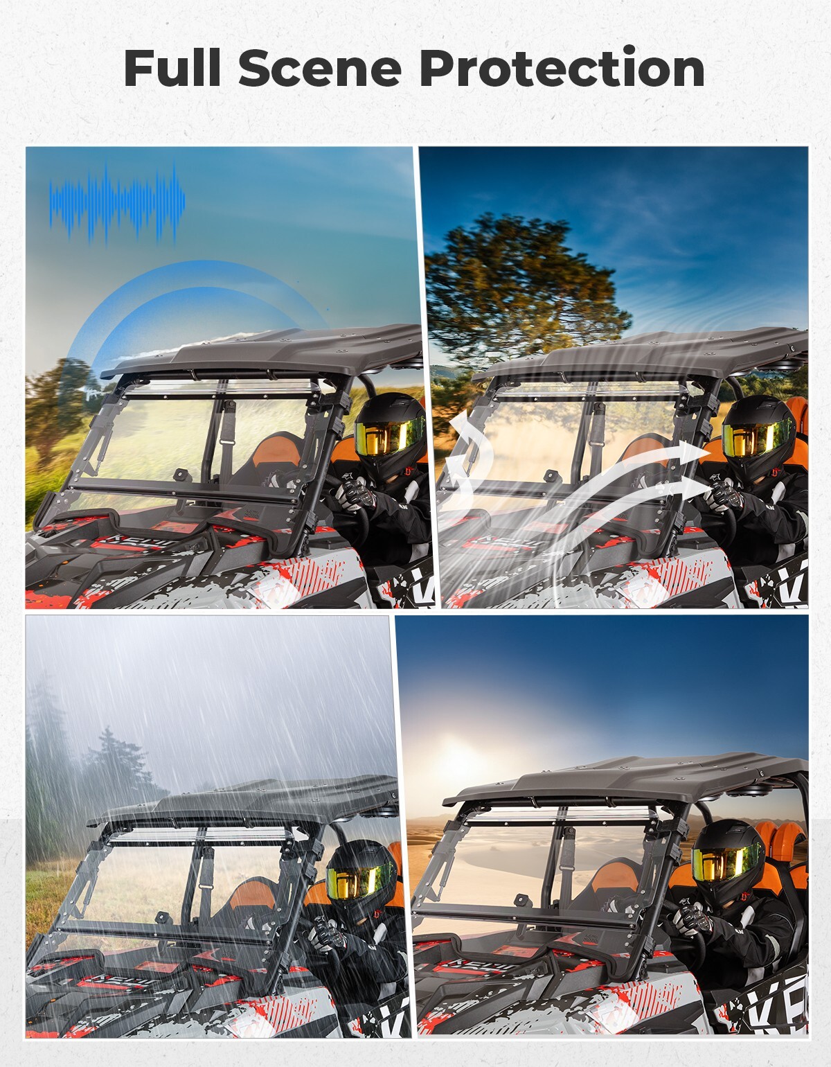 UTV Flip Up Split Front Windshield for 2019-2023 Polaris RZR XP 1000/4 Turbo 4