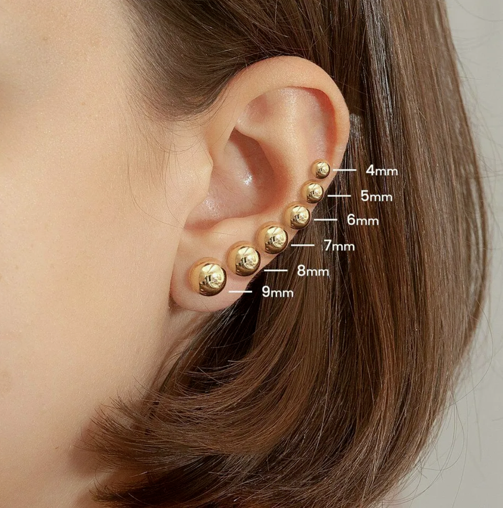 Ball Stud Earrings Pair 14k Gold Plated