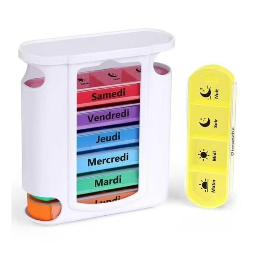 Weekly Stackable Pill Organizer 4 Times A Day Pill Case 7 Stackable Compartments