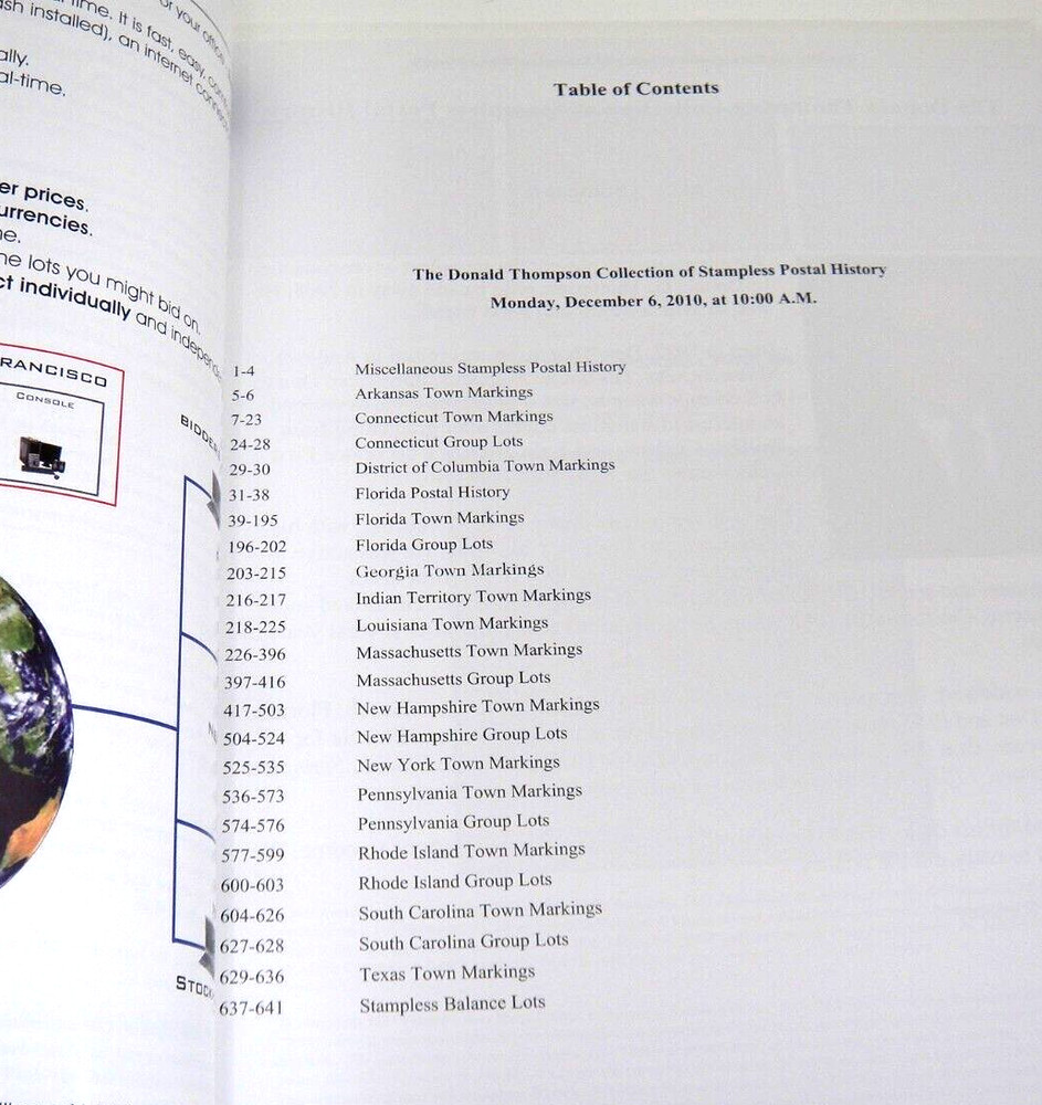 Schuyler Rumsey Stamp Auction Catalog 2010 Stampless Postal History Collection