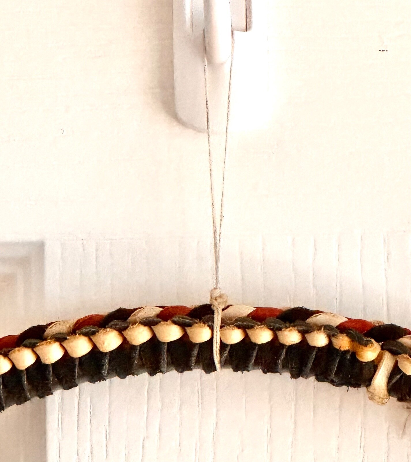 Medicine Wheel-Hopi Artist Lone Eagle Wall Art Braided Leather Wood Hoop Signed