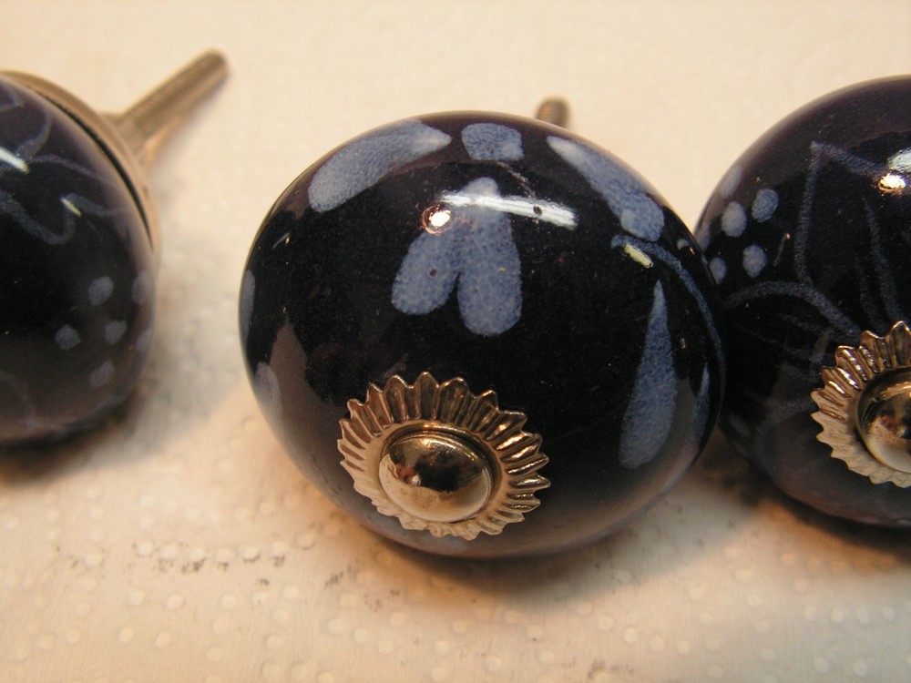 15 Vintage Porcelain Drawer Pull Handle Mostly Flower Floral Cabinet Knobs NICE!