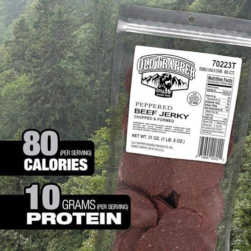 Old Trapper Peppered Double Eagle Beef Jerky 80 Count Tender Flavorful Snack
