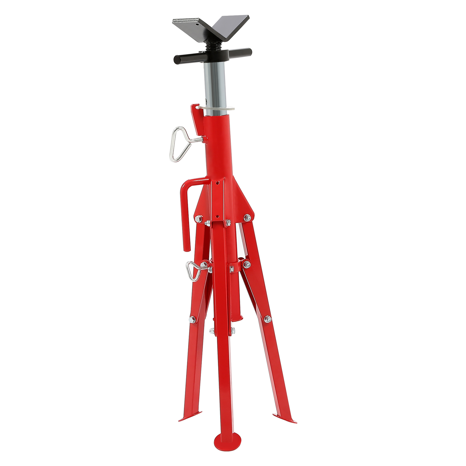 28"-52" Height 2500LB Steel Red V-Head Pipe Stand Folding Tripod Jack
