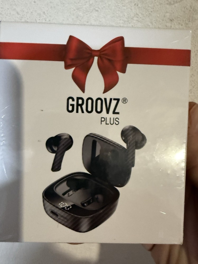 Groovz Plus Wireless Bluetooth Earbuds, Wireless Charging, Touch Control, Black