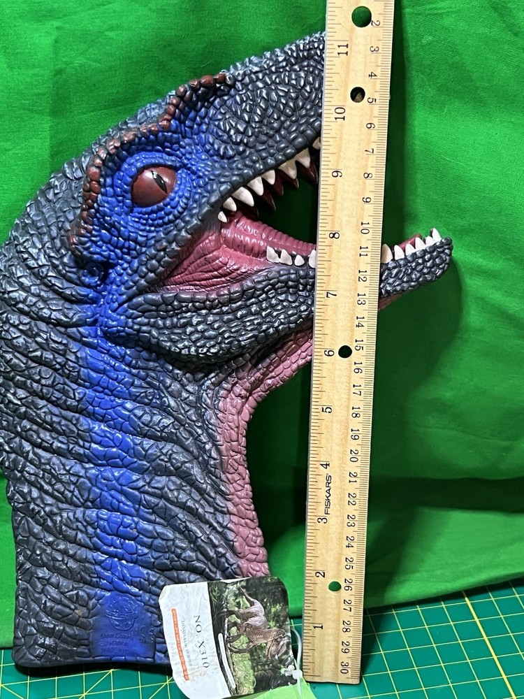 Velociraptor head childrens plastic hand puppet dinosaur