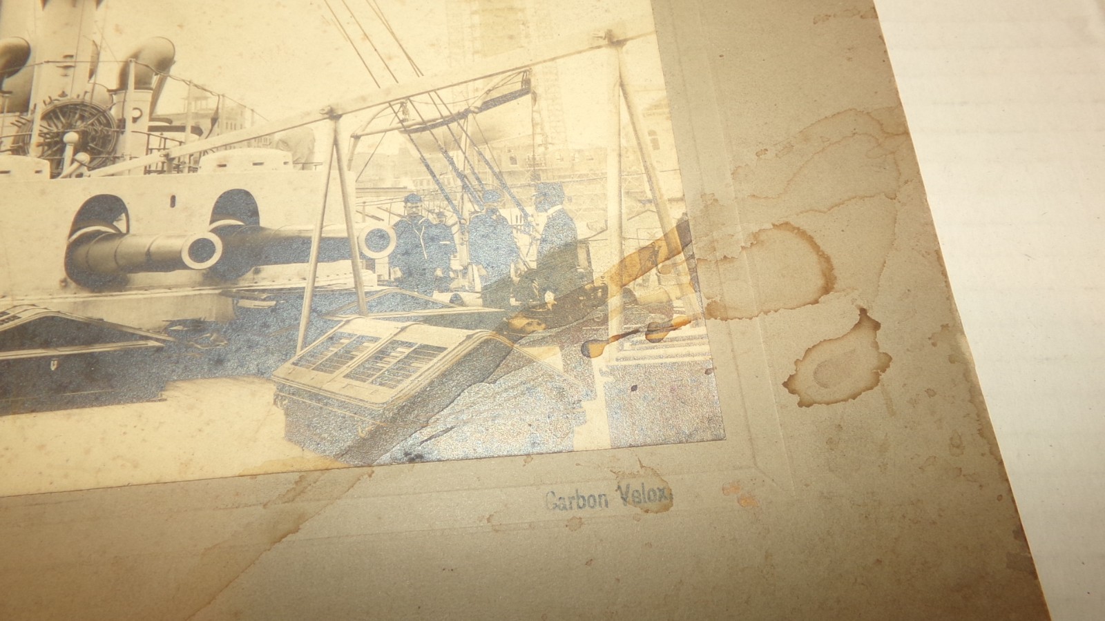 Militaria Battleship Spanish-Amer War 1898 Cabinet Card Photo Velox Chemical Co