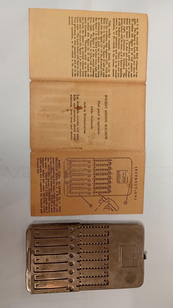 Tasco Arithmometer Early Hand Held Adding Machine, No Stylus.