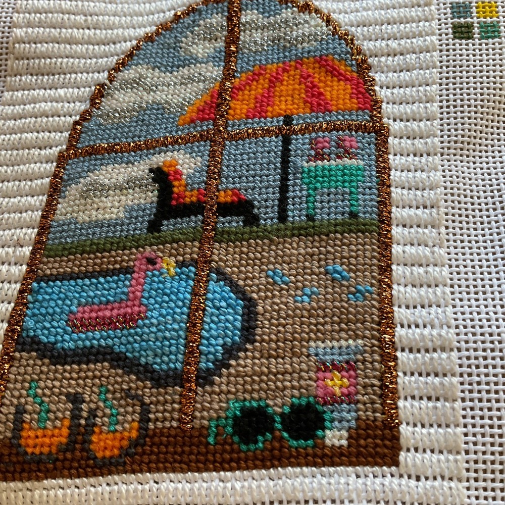 COMPLETED SUMMERTIME NEEDLEPOINT CANVAS! DONE BY ME