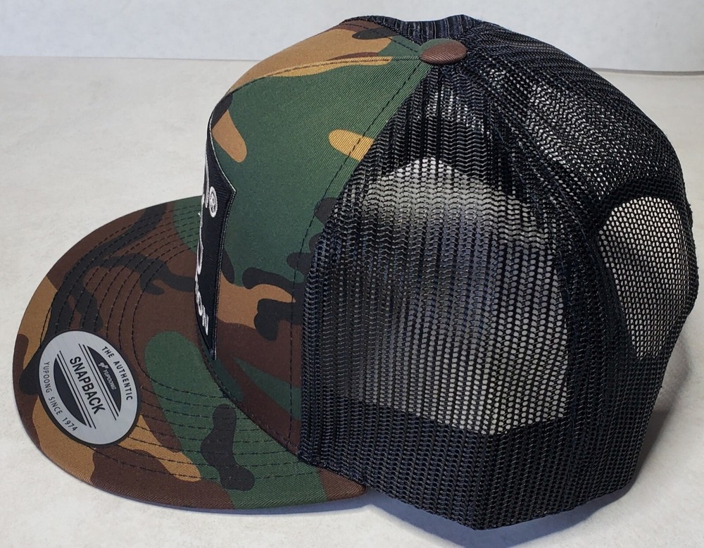 GLOCK Embroidered Patch Trucker Hat/YP Classics 6006 Flatbill Camo/Black