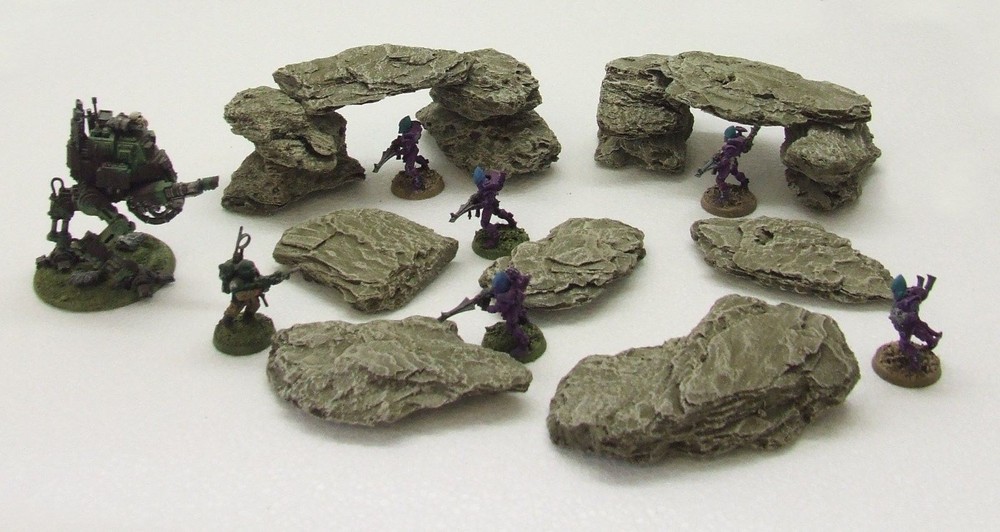 'LARGE SIZED' ROCKS - 'FULLY PAINTED' - 40K suited terrain,scenery