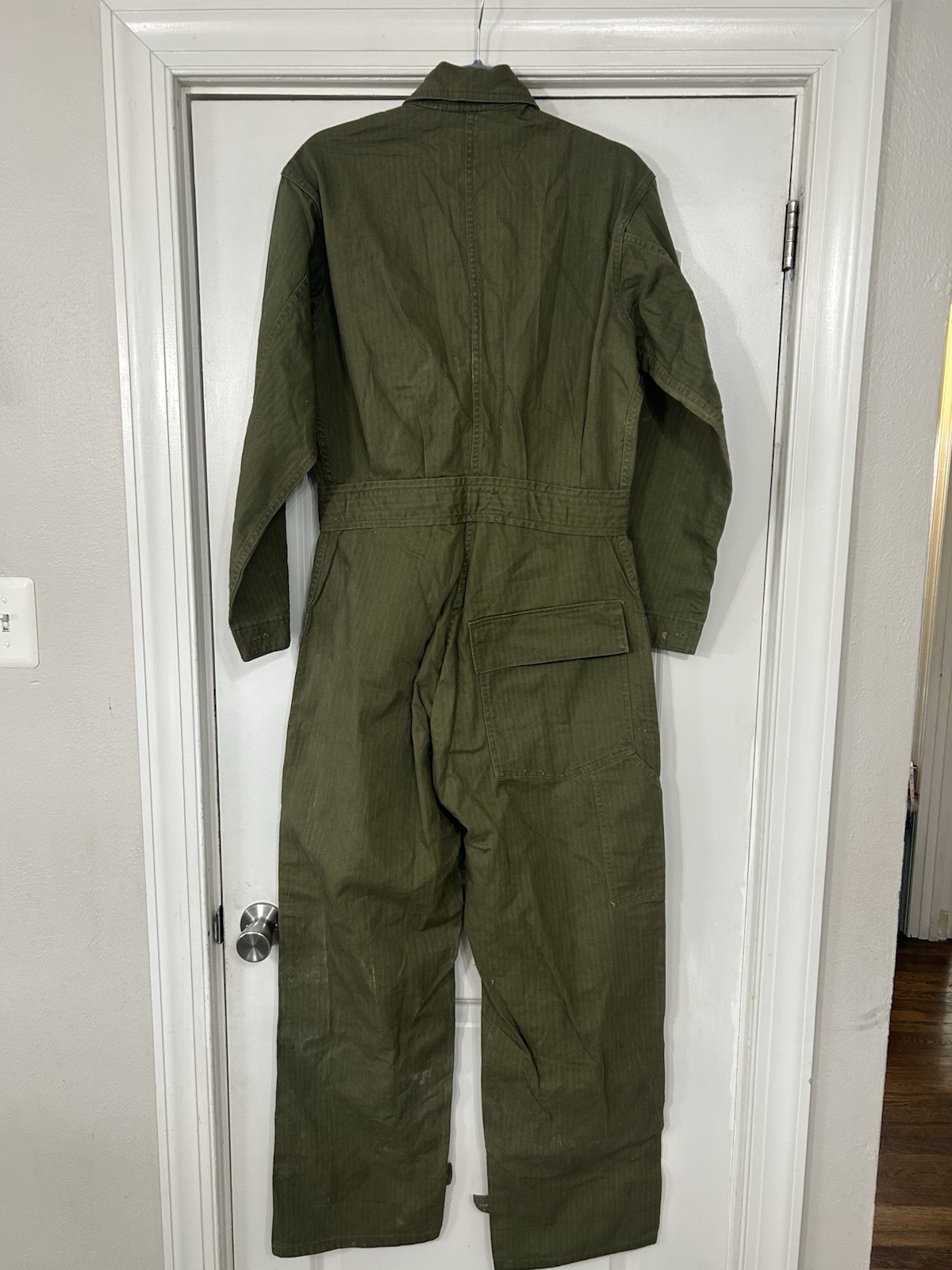 Vintage 1940s WW2 US Army HBT 13 Star Buttons Herringbone Coveralls Jumpsuit 34R