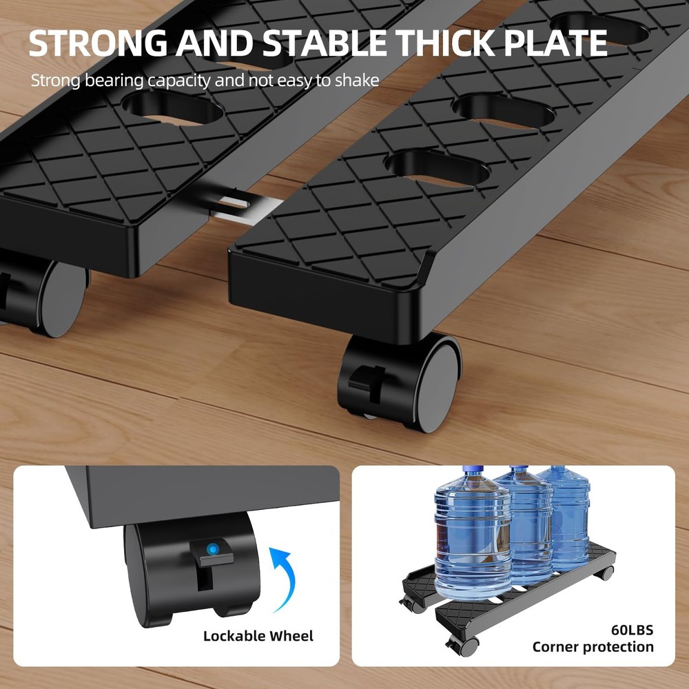 Hovadova Adjustable Mobile CPU Stand, Ventilated Computer Tower Large Black