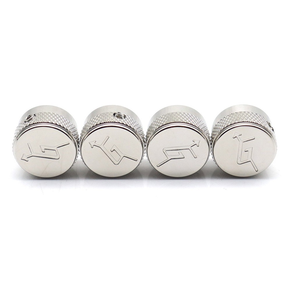 4x Metal Guitar Knobs "G" Arrow Logo Knobs Volume Amplifier Audio Control Silver