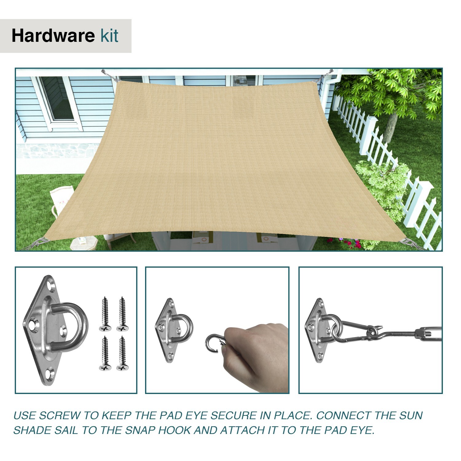 Sun Shade Sail 8" Hardware Kit for Rectangle Heavy Duty Shade Sail Installation