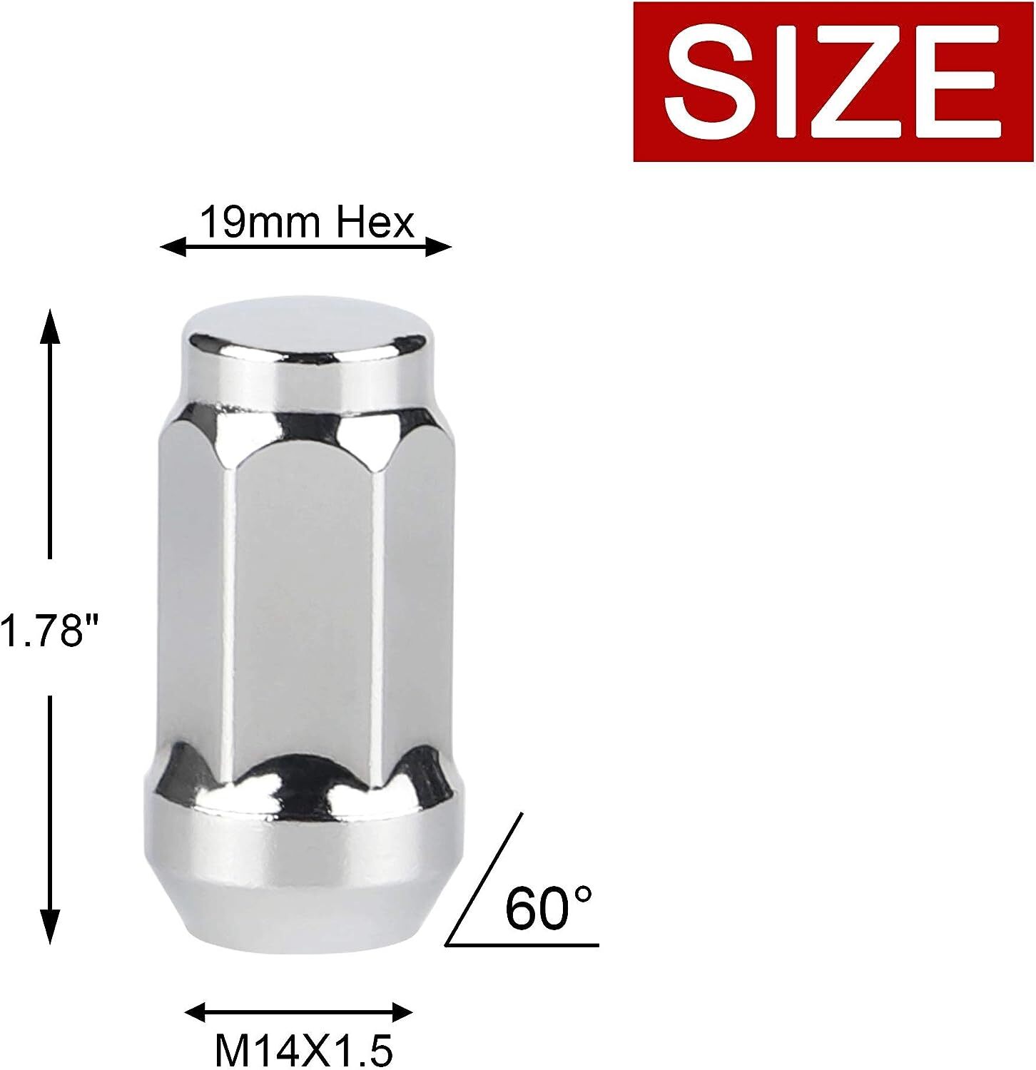 24 Chrome 14x1.5 Bulge Acorn Lug Nuts 1.78" For Chevy GMC Silverado Sierra 1500