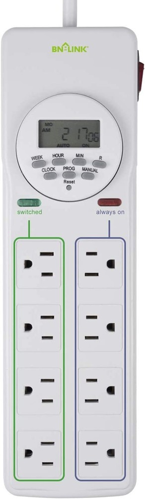 BN-LINK 8 Outlet Surge Protector with 7-Day Digital Timer
