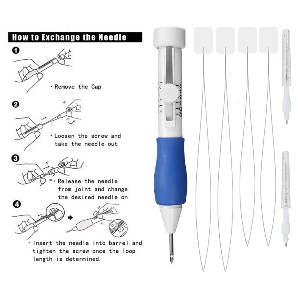 DIY Magic Embroidery Pen Set Punch Needle Stitching Knitting Tools Threaders Kit