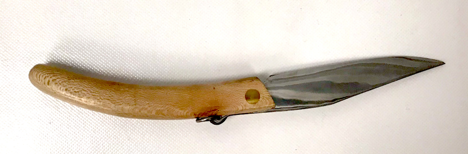 Friction Folding Knife with Wood Handle and Ring