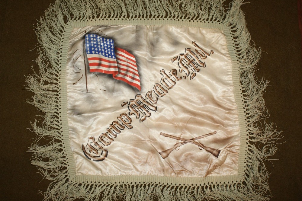 Original Pre to Early WW2 U.S. Army "Camp Meade, MD" Silk Pillow Cover, VG