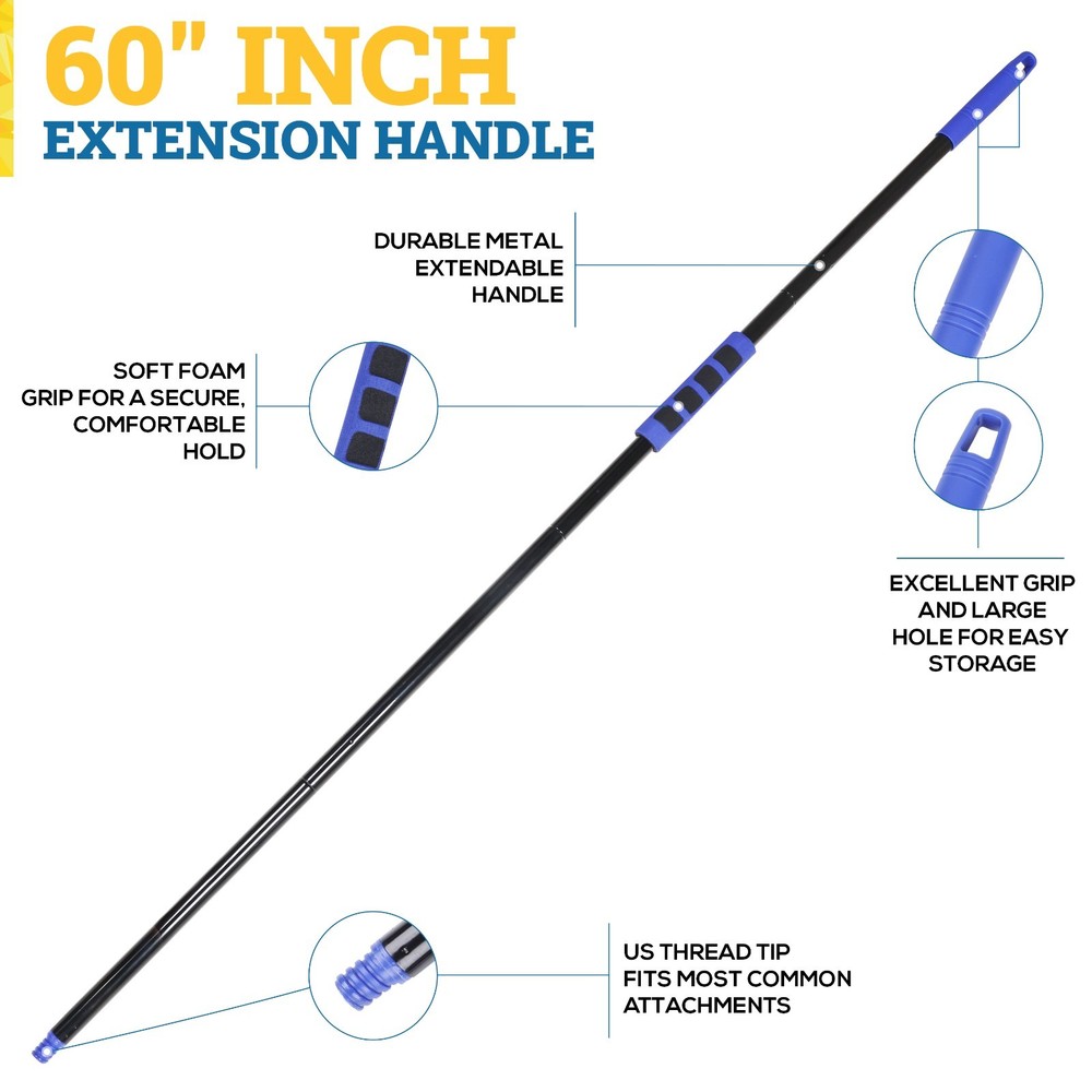 2 in 1 Squeegee Window Cleaning Tool with 60" Extension Pole
