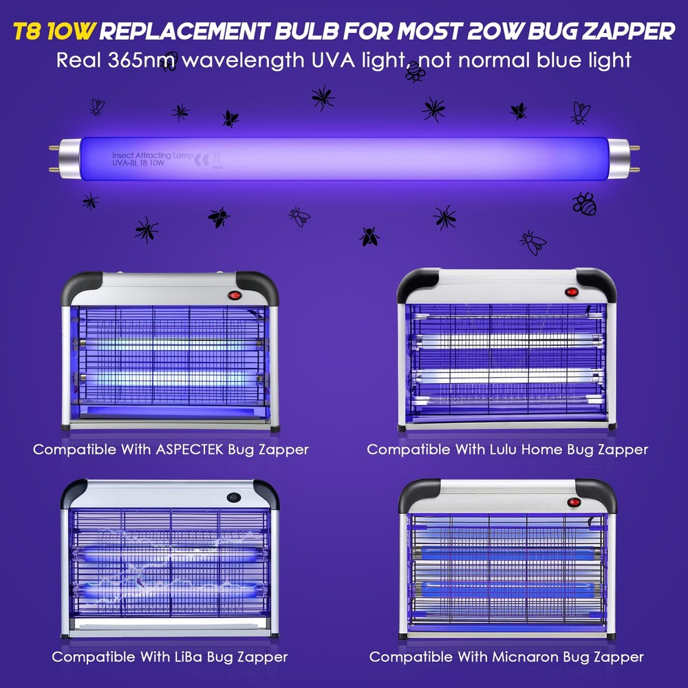 Qualirey 4 Pack Bug Zapper Replacement Light Bulbs 10W for 20W Indoor Bug...
