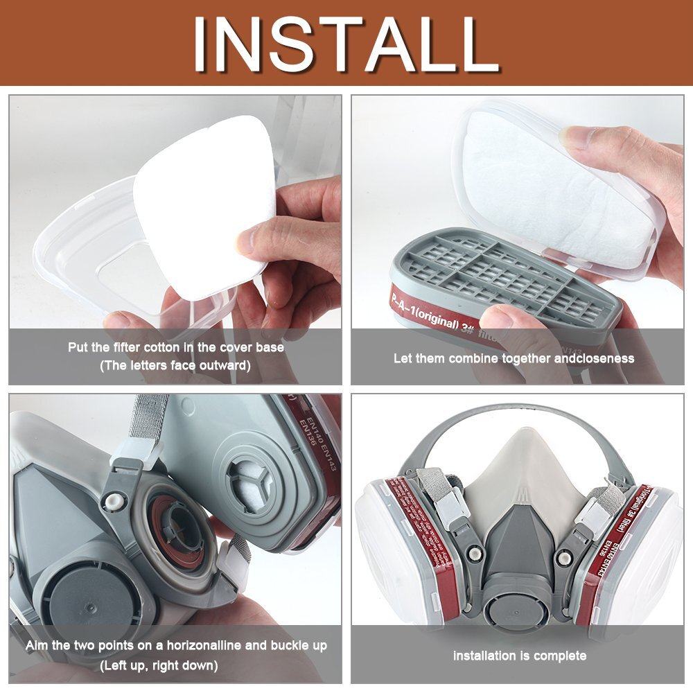 17 in1 Half Face Gas Mask Facepiece Spray Painting Respirator Safety Suit F 6200