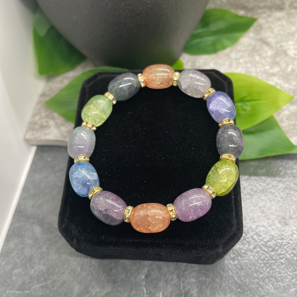 Handmade Beaded Stackable 6.25” Plus Stretch Bracelet New Chakra A1667