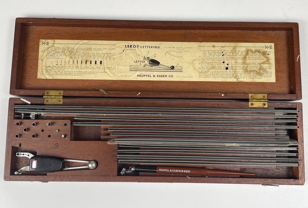 K&E Leroy Lettering *MIXED Set 1950 Keuffel & Esser / Tech Graphics Drafting