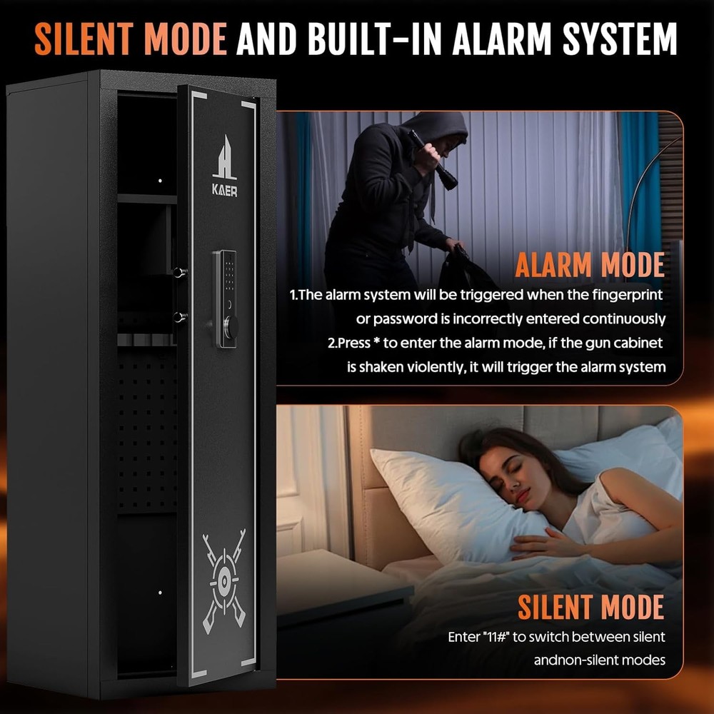 Biometric Gun Safe for Rifles and Pistols - Adjustable Multi-Function Cabinet