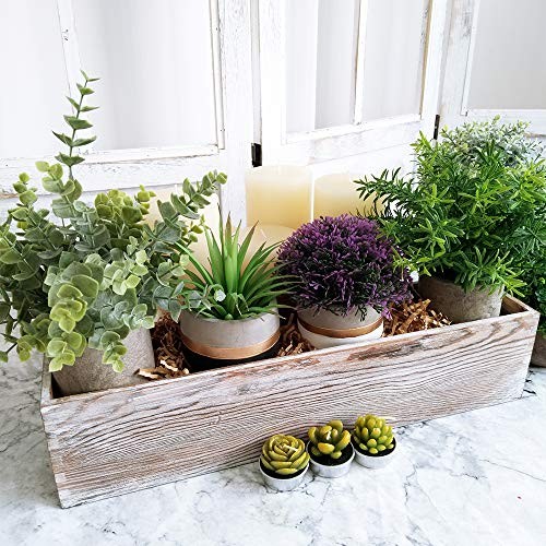 1 Pcs Wood Planter Rectangle Whitewashed Rectangular Decorative Wooden Box