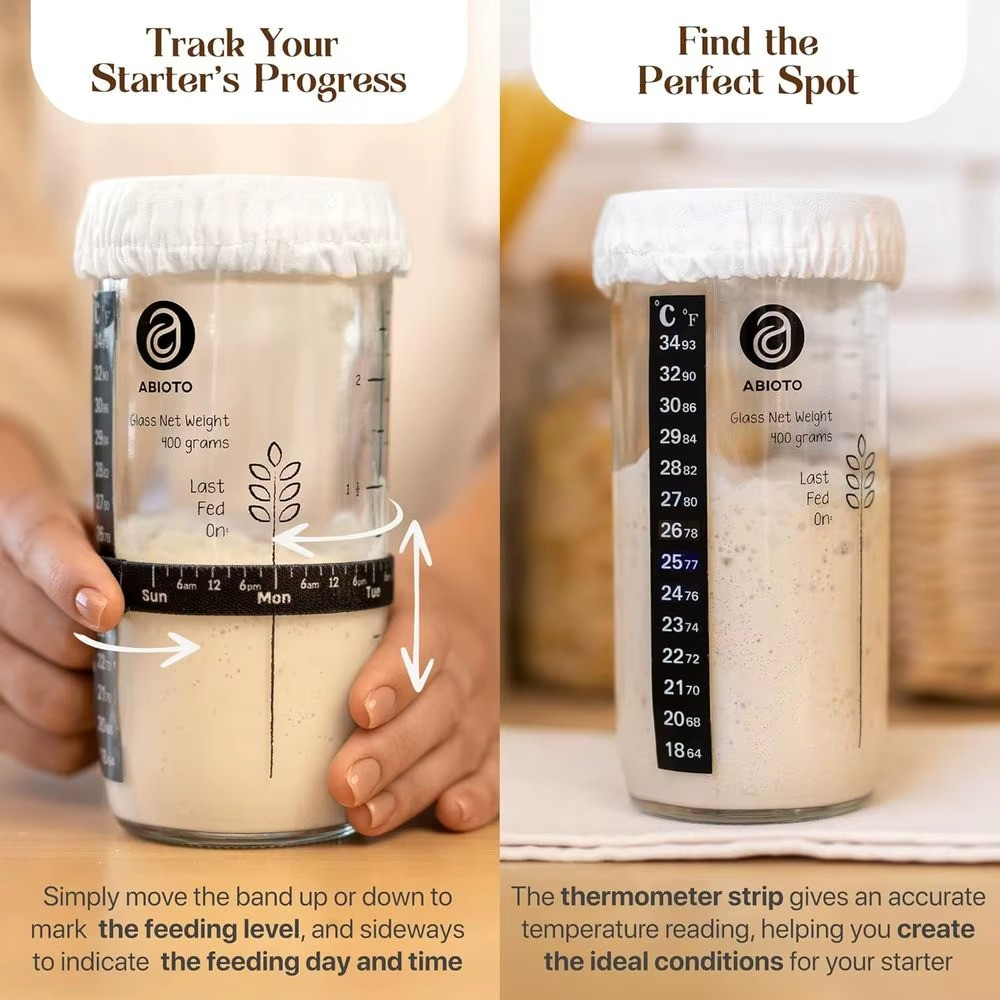 Sourdough Starter Kit Bread Baking Set Proofing Baskets Jar Artisan Bread