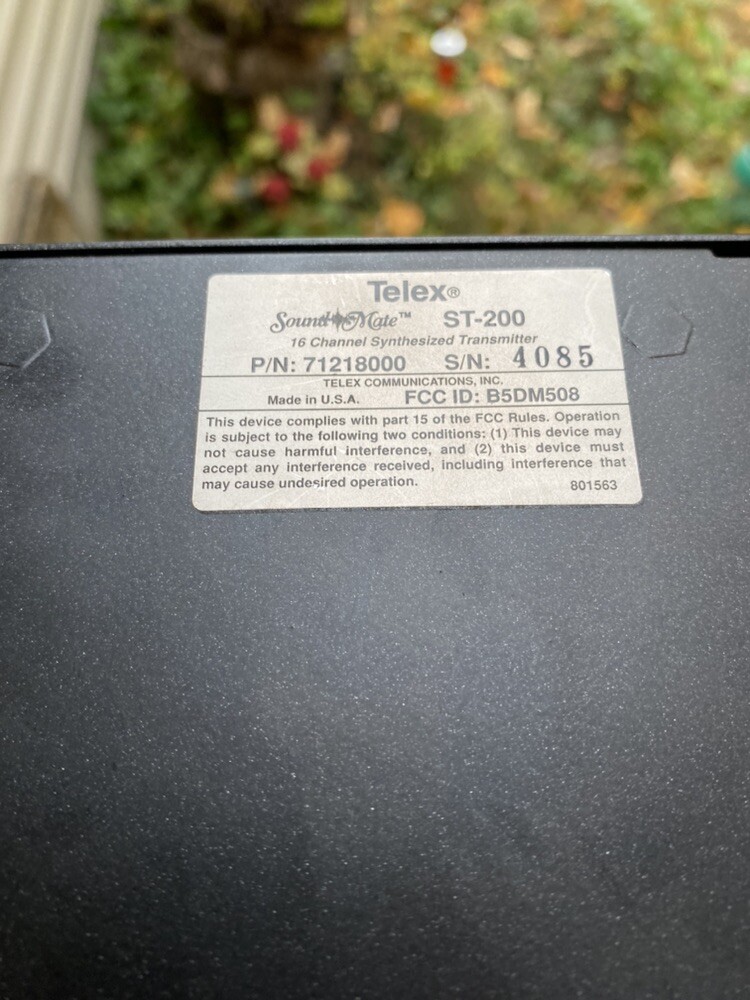 Telex Soundmate ST-200 17 Channel Synthesized Transmitter UNTESTED AS-IS