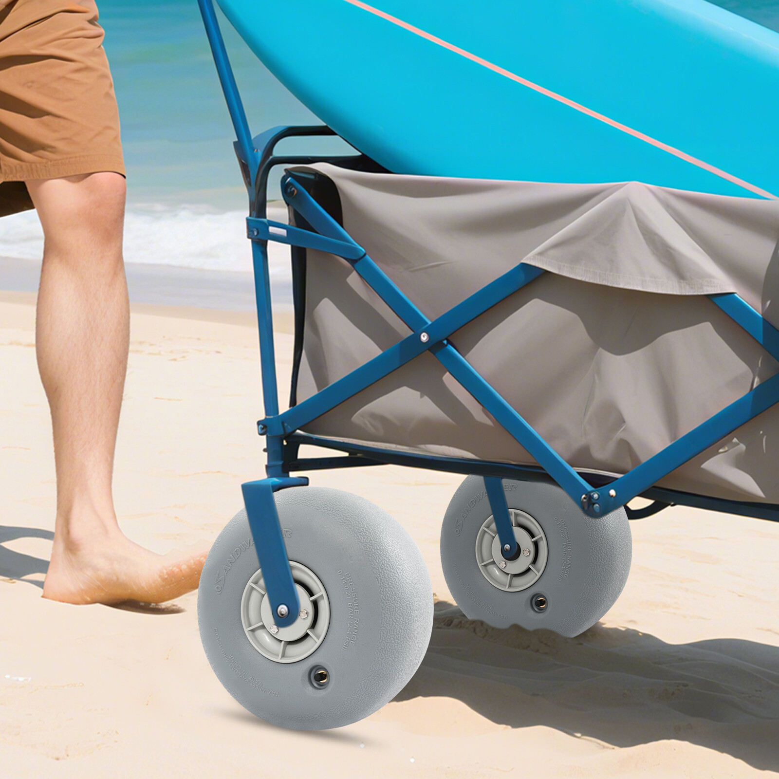 2 Pcs Inflatable Beach Sand Tires - 121 lbs Load Capacity for Carts