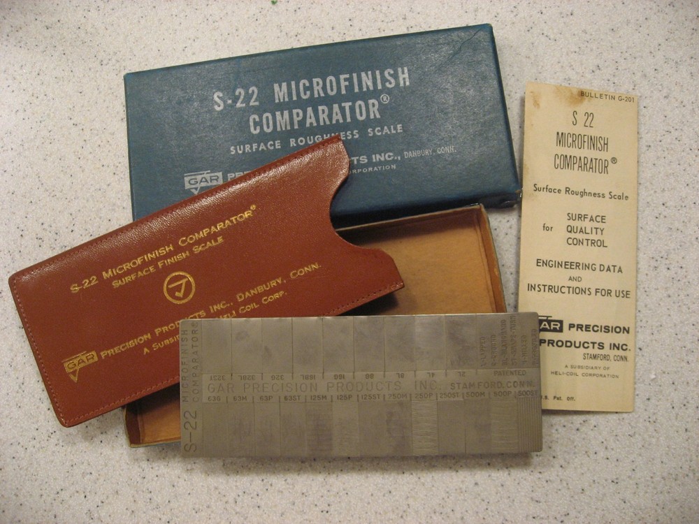 Gar Microfinish Comparator Surface Roughness Scale S-22 Conventional Machining