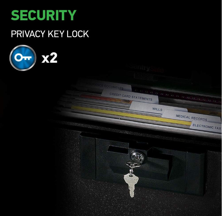 Black Fireproof Document Box with Key Lock, Safe Secures Files and Documents ..