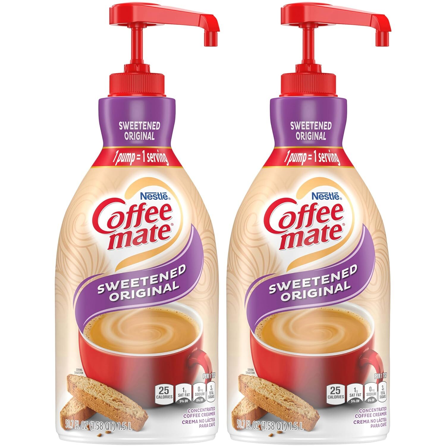 Nestle Coffee Mate Coffee Creamer, Sweetened Original, Concentrated Liquid Pump